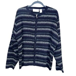 Elisabeth by Liz Claiborne vintage wool sweater full zip blue winter size 2